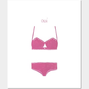 Oui Pink Bra and Panties Posters and Art